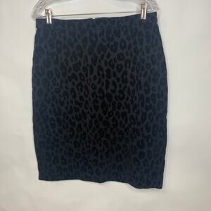 Ann Taylor Black on Black Leopard Cheetah Print Pencil Skirt Sz 10